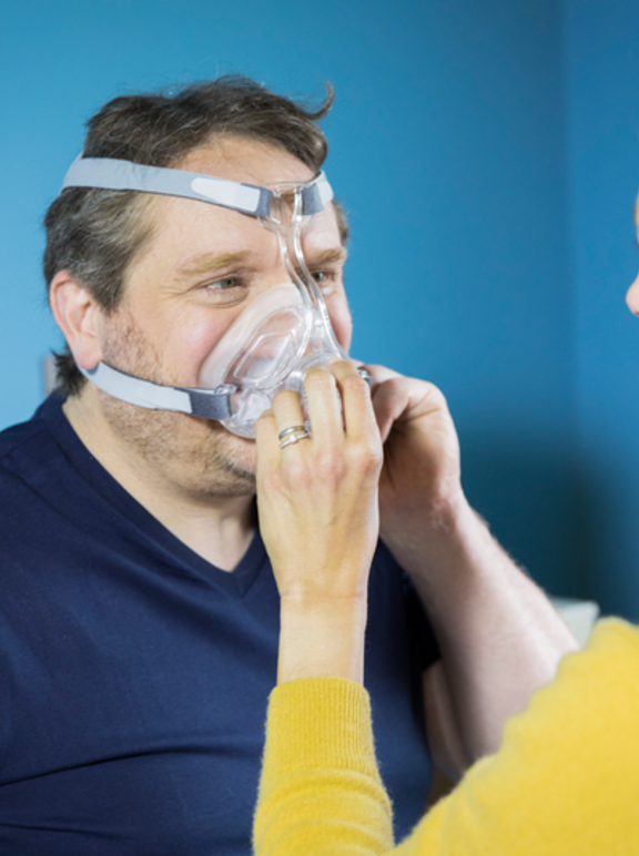 Sleep apnea male patient with nurse 2