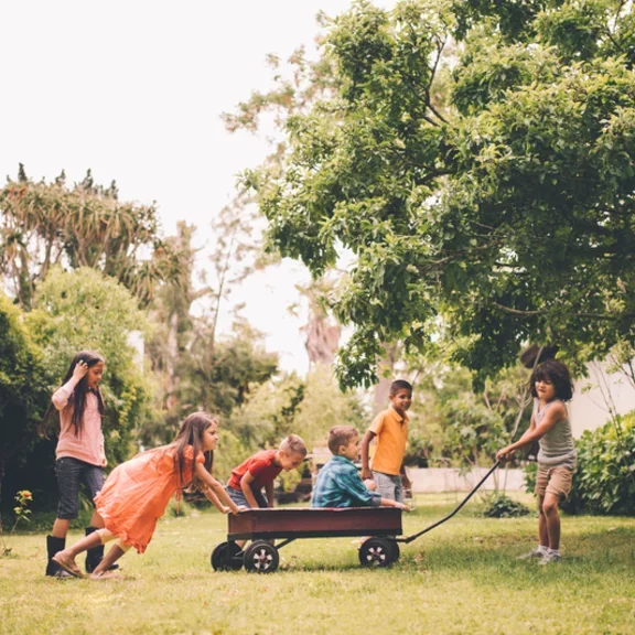 children playing in the garden