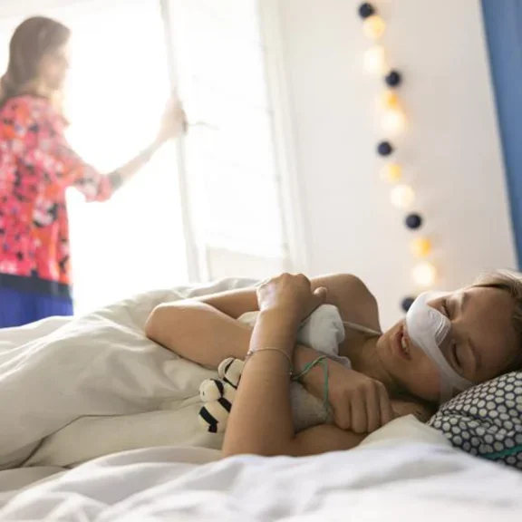 Obstructive sleep apnea in children - patient waking up (girl) 3